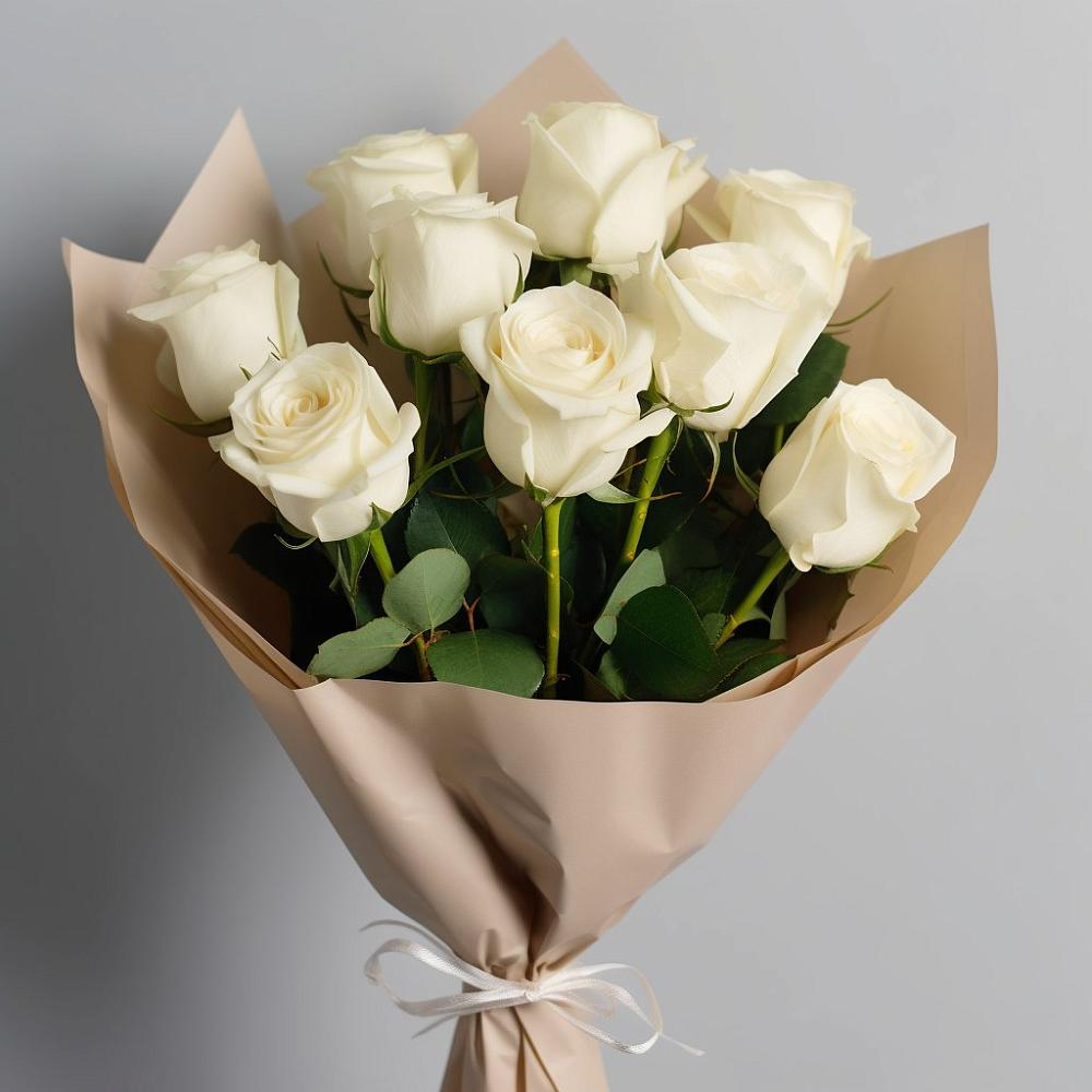 Букет 9 Белых роз Эдлесс Лав в Хоринске