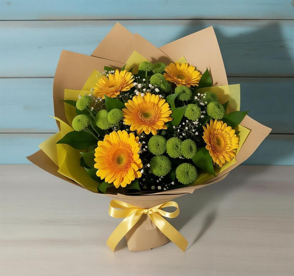 Букет цветов из: Герберы и Хризантемы в Хоринске