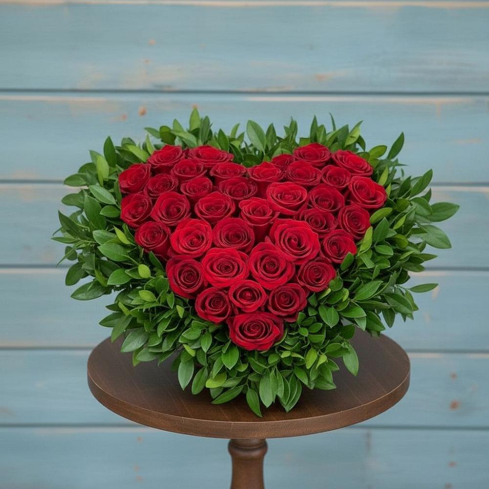 Цветочная композиция из Розы в виде сердца в Хоринске