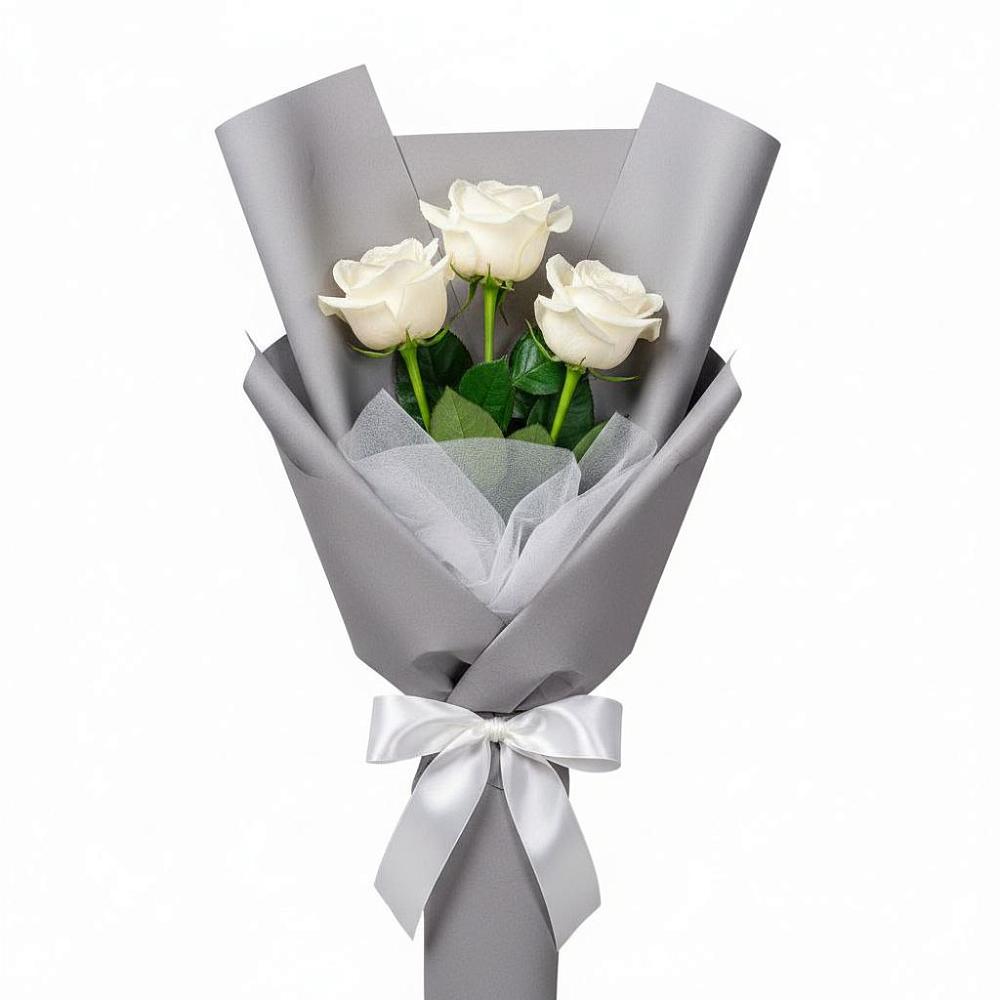 Букет 3 белые розы в Хоринске