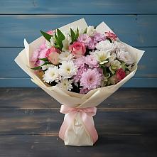 Букет цветов из:  Хризантемы, Альстромерии и Розы в Хоринске