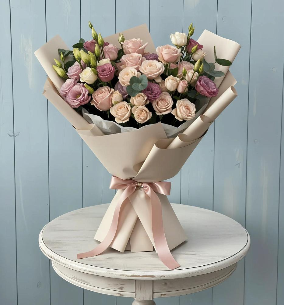 Букет цветов из: Розы и Лизиантусы в Хоринске