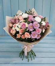 Букет цветов из:  Хризантемы, Розы и Альстромерии в Хоринске