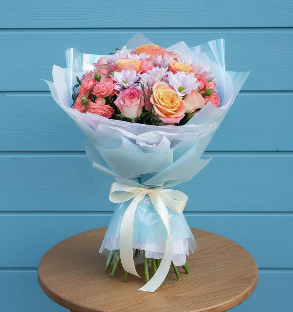 Букет цветов из: Хризантемы и Розы в Хоринске