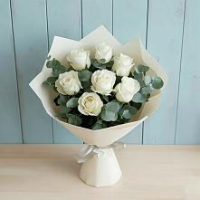 Букет Белые розы в Эвкалипте #REPLACE_PRED# Хоринске